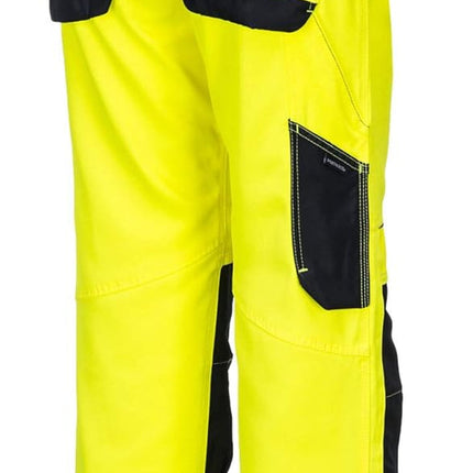 PW340 Men'S PW3 Hi Vis Safety Pants, Lightweight and Durable Workwear with Pockets and Knee Pads Yellow/Black, 40