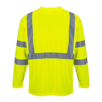 S191 Hi-Vis Long Sleeve Pocket T-Shirt Yellow Tall, X-Large