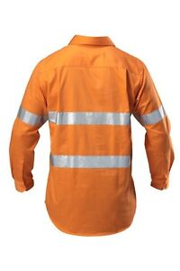 Hard Yakka Shirt Hi-Vis Safety Closed Front Drill Tape Long Sleeve Y07899-KarWorkwear