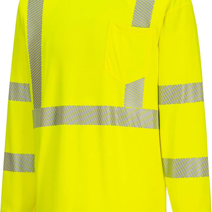 S195 Men'S Hi Vis Reflective Tape Long Sleeve T-Shirt Yellow, Large