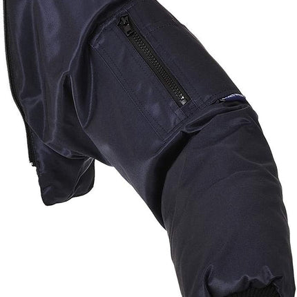 Pilot Jacket Bomber Work Wear Coat Heavyweight Aviator Protective Casual, Navy, Large