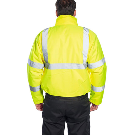 US363 Men'S Waterproof Hi Vis Reflective Two-Tone Bomber Jacket Yellow/Black Tall, X-Large