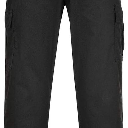 C701 Workwear Cargo Pants in Protective Polycotton with 6 Pockets, Black, 34T