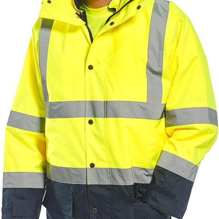 Hi-Vis 3In1 Premium Bomber JKT Viz Insulated Safety Visability Work Wear Rain ANSI 3