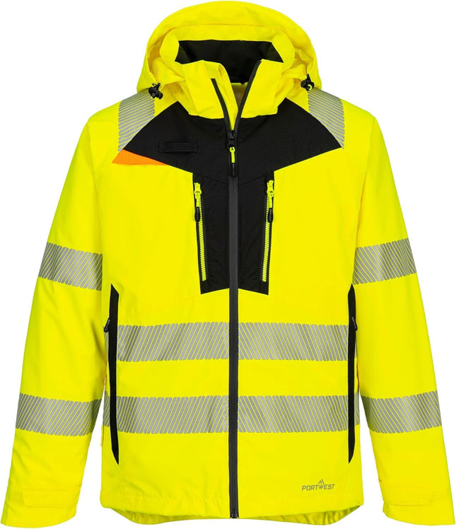 DX462 Men'S DX4 Waterproof Hi Vis Rain Jacket Safety Workwear Hooded with Pockets