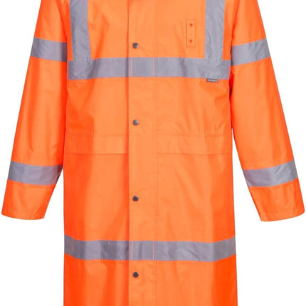 UH445 Men'S Classic Raincoat Waterproof Hi Vis Reflective Long Rain Jacket ANSI Class 3 Yellow