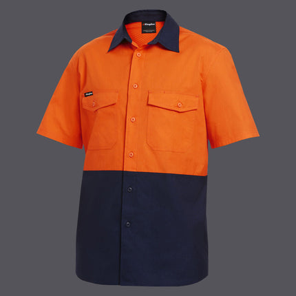 KingGee Mens Workcool 2 Hi-Vis Shirt Short Sleeve Summer Button Work K54875-KarWorkwear